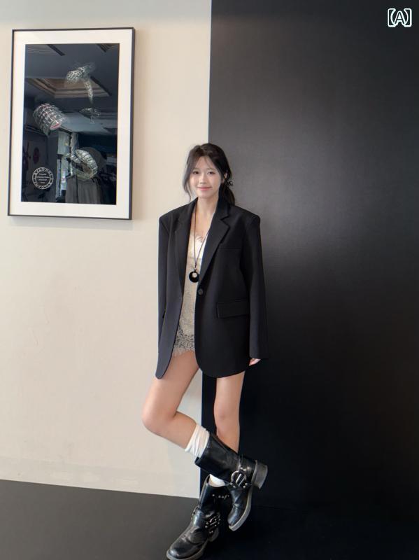 フォーマルスーツ ジャケット aassss ヘビー ブラック カジュアル スモール スーツ ジャケット レディース 2025 春 新作 ハイ エンド デザイン ルーズ スーツ(4)