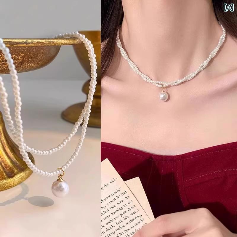 ペンダント ネックレス アクセサリー フランスの レトロ パールの ネックレス 軽い ハイエンド の 高級..