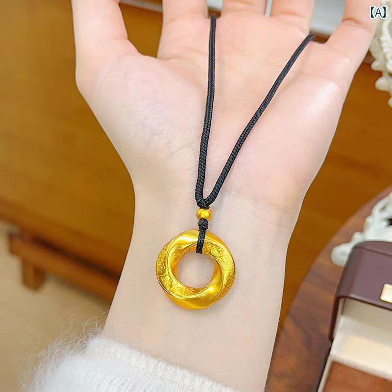 ペンダント ネックレス アクセサリー レトロ 方法 平らな 円で 世界を 回す 平和の バックル ネックレス ペンダント ソリッド ファッション セーター チェーン