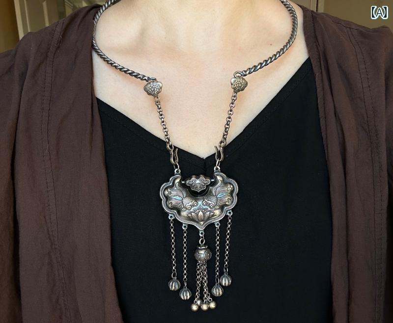 ペンダント ネックレス アクセサリー 999 スター リング シルバーの 魚 座 鯉 平和 ロック ケーキの 上..