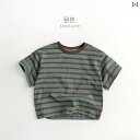 子供服 カジュアル かわいい コントラスト ストライプ レトロ 味 韓国 夏の 子供の 半袖 コットン Tシャツ な メンズ レディースの 赤ちゃんの ゆったり...
