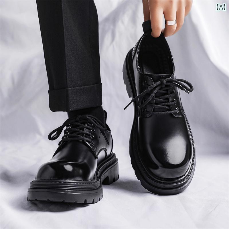 ビジネス 革靴 シューズメンズ メンズ レザーシューズ 春 英国 ビジネス フォーマル ビッグ ヘッド カジュアル シューズ 厚底 高さ アップ ウェディング 新郎