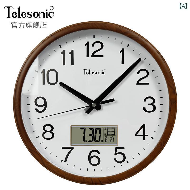 壁掛け 時計 おしゃれ TELESONIC / Uranus リビング ルーム用 壁掛け 時計 レトロ 永久 カレンダー チ..