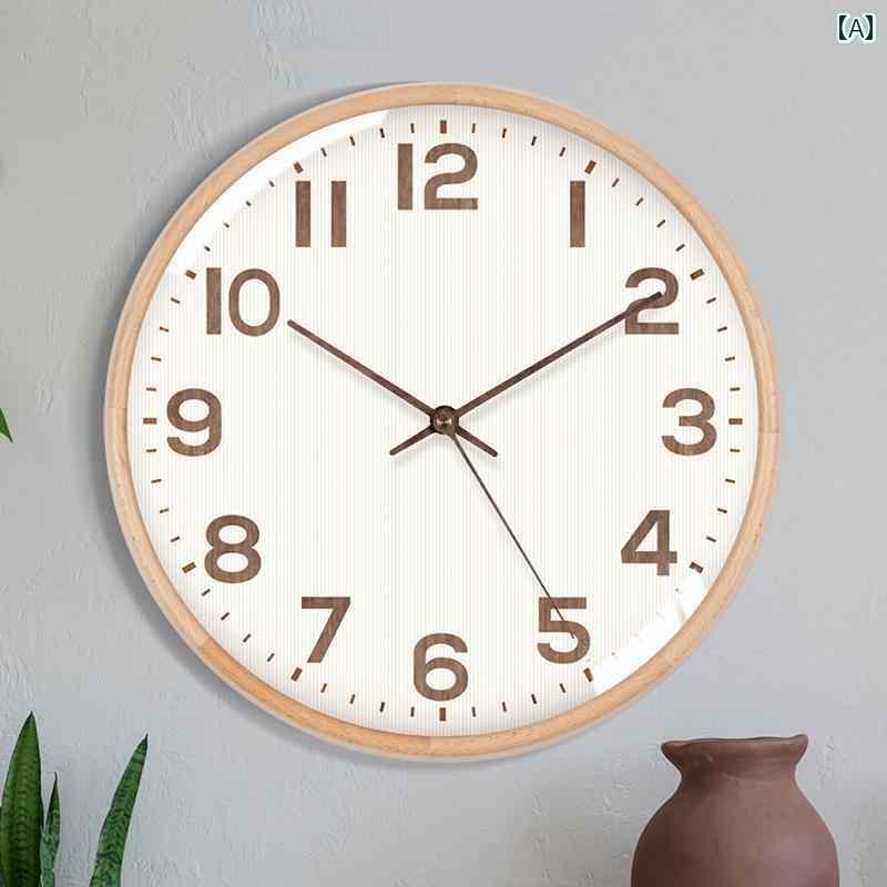 壁掛け 時計 おしゃれ TQJ パンチ フリー 木製 サイレント 壁掛け 時計 リビング ルーム ホーム ファッ..