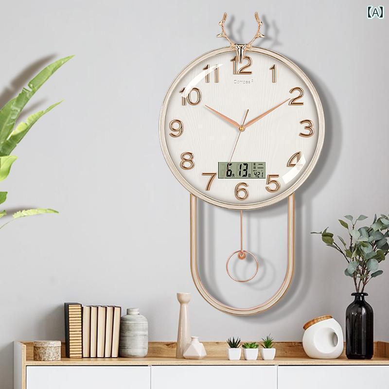 壁掛け 時計 おしゃれ Combas スイング 壁掛け 時計 サイレント クォーツ モダン シンプル 時刻 表 カレンダー