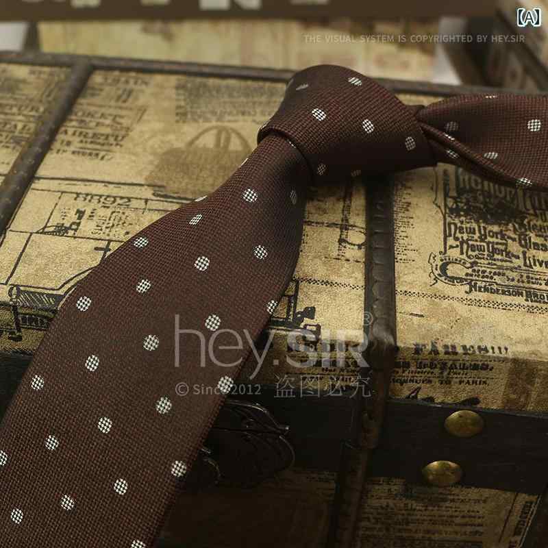 ネクタイ ビジネス　男性用 男性用 ネクタイ 英国 レトロ ダーク レッド パターン 8 CM フォーマルウェア プロ ビジネス カジュアル ブラウン ストライプ