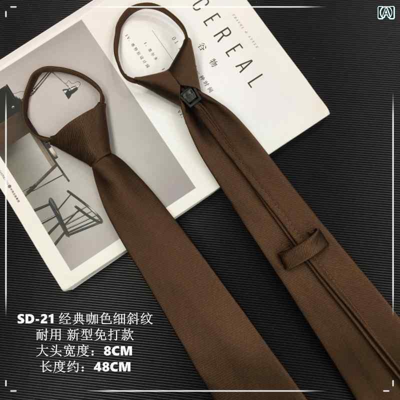 ネクタイ ビジネス　男性用 男性用 コーヒー 色の ジッパー ネクタイ ダークブラウン ライトブラウン ..