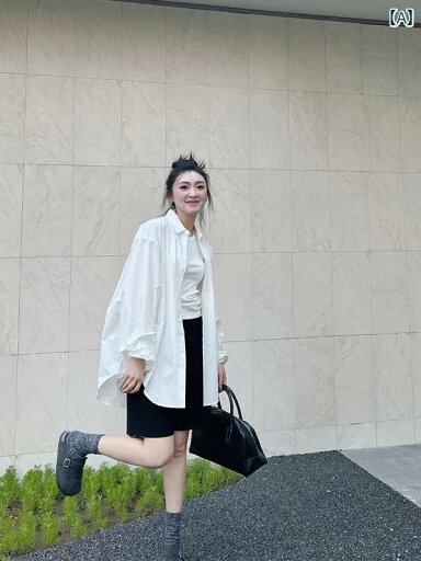 白シャツ 制服 レディース 春夏 ゆったり カジュアル BF ワイド シャツ オーバー サイズ トップの レディース 春の 白い 白シャツ 制服 レディース 春夏 ゆったり カジュアル BF ワイド シャツ オーバー サイズ トップの レディース 春の 白い