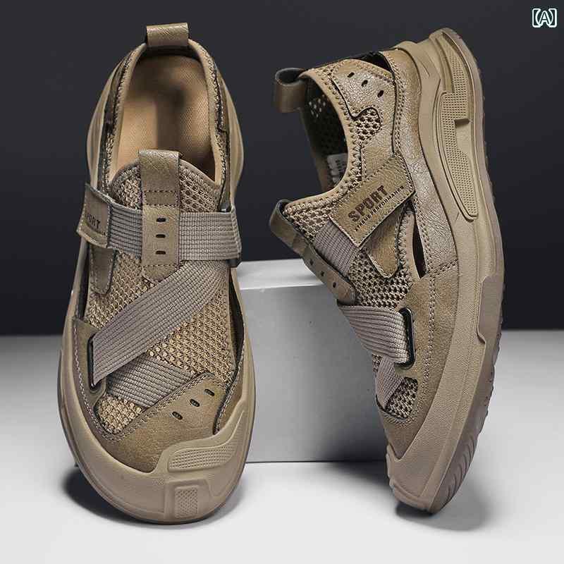 メンズ サンダル スリッパ オリエンタル キャメル サンダル メ ンズ 夏 2025新 スタイル アウトドアウェア 包 頭 渡 河 メンズ スポーツ 滑り止め ビーチ