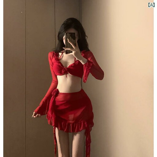 ビキニ 水着 レディース 赤い ビキニ 4 ピース スプリット 水着 女性用 ハイエンド な スタイル セクシー 小さい 胸 スリム 夏 ビキニ 水着 レディース 赤い ビキニ 4 ピース スプリット 水着 女性用 ハイエンド な スタイル セクシー 小さい 胸 スリム 夏