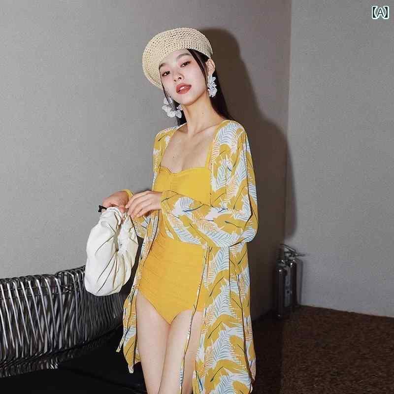 ビキニ　水着　レディース DK 夏 2025 黄色の 水着 レディース 海辺 ビーチ 休暇 温泉 カバー 腹 魅惑的 ワンピース