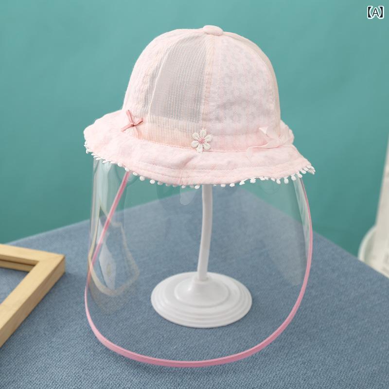 赤ちゃん 帽子 ベビー 新生児用 防疫 帽子 夏用 保護 フェイスマスク ベビー用 泡 防止 マスク 外出用 03ヶ月 6 日焼け防止