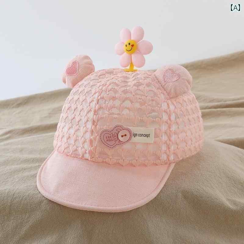 赤ちゃん 帽子 ベビー ベビー 帽子 夏 女の子 ひまわり メッシュ 日焼け防止 キャップ 通気性 薄型 ソフト つば サンハット