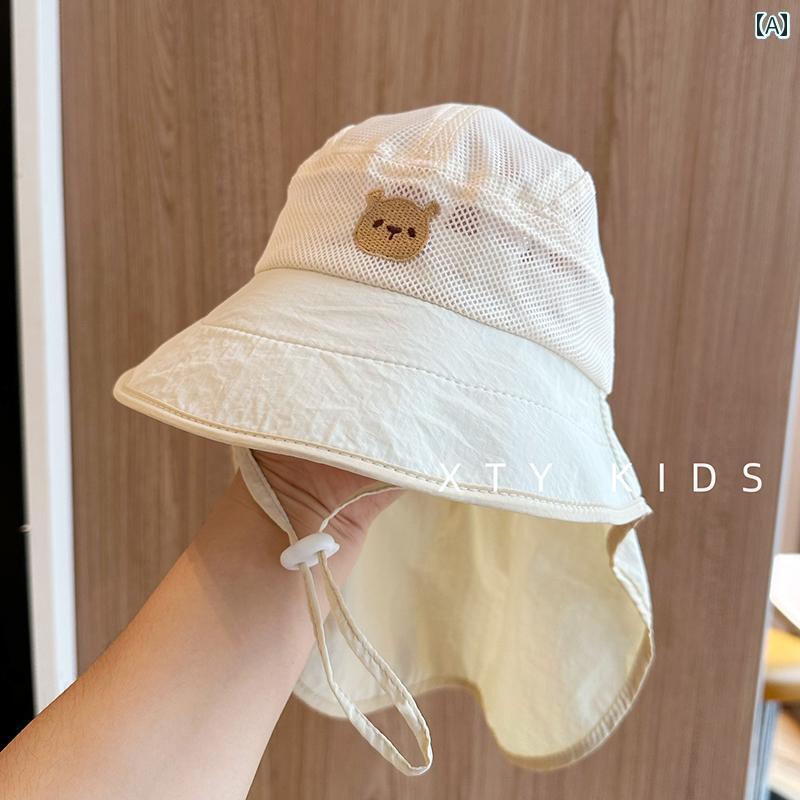 赤ちゃん　帽子　ベビー ベビー サンハット 夏用 つば 広 ショール アウトドア フル ネット ベア 速乾 子供用 フィッシャーマン ハット