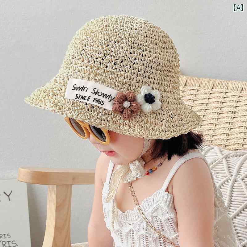 赤ちゃん　帽子　ベビー な 子供用 麦わら 帽子 夏の 女の子用 日焼け防止 赤ちゃん用 日よけ フィッシ..