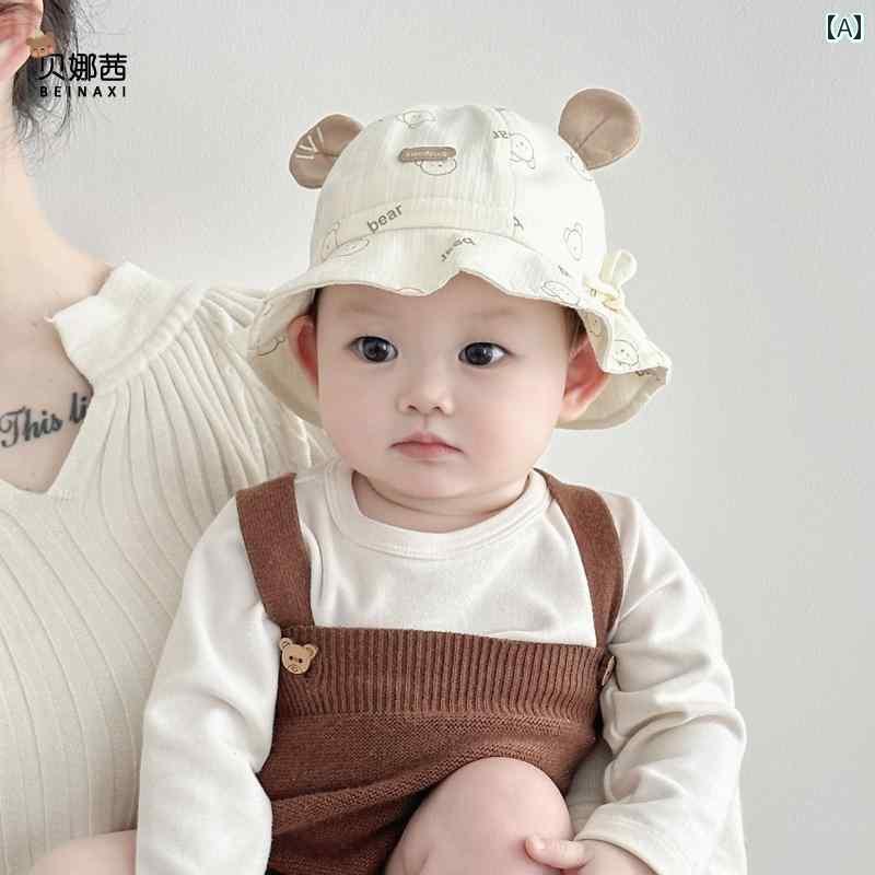 赤ちゃん 帽子 ベビー ベビー 帽子 春秋 薄型 新生児 男の子用 サンハット 幼児用 調節可能 フィッシャーマン ハット 洗面 器