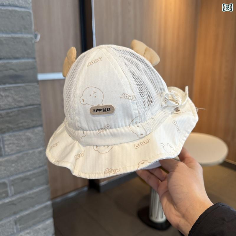 赤ちゃん用　帽子　かわいい ベビー サンハット 夏用 かわいい 小さい 月齢 ネット スタイル フィッシャーマン ハット 調節可能 新生児用 日焼け防止