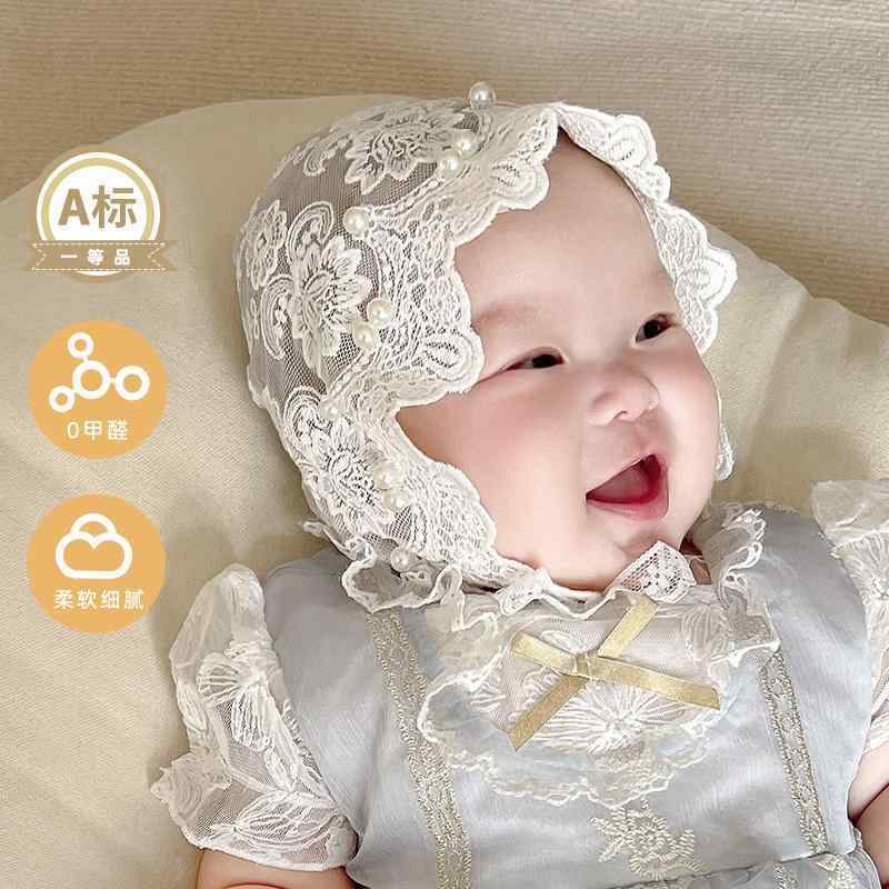 赤ちゃん用　帽子　かわいい 女の子 宮殿の 帽子の 夏の 薄手 ベビー 帽子 スタイリッシュな 新生児 満月 百日 レース プリンセス N