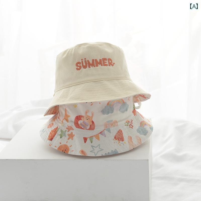 赤ちゃん用　帽子　かわいい ベビー 帽子 夏用 薄手 女の子 フィッシャーマン ハット 子供用 サンハット 両面 赤ちゃん 幼児 日焼け防止