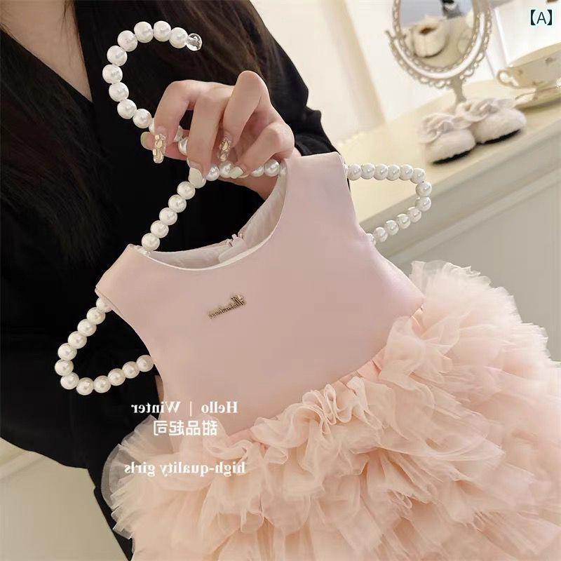 子供用　ドレス　ワンピース 女の子 スーツ 秋冬 2024な 子供用 ニット レイヤリング シャツ チュチュ ..