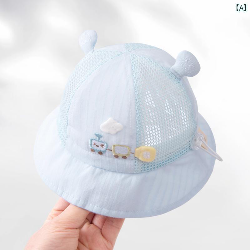 赤ちゃん用　帽子　かわいい ベビー 帽子 薄手 夏用 男の子用 サンハット 新生児小 月齢 フィッシャー..