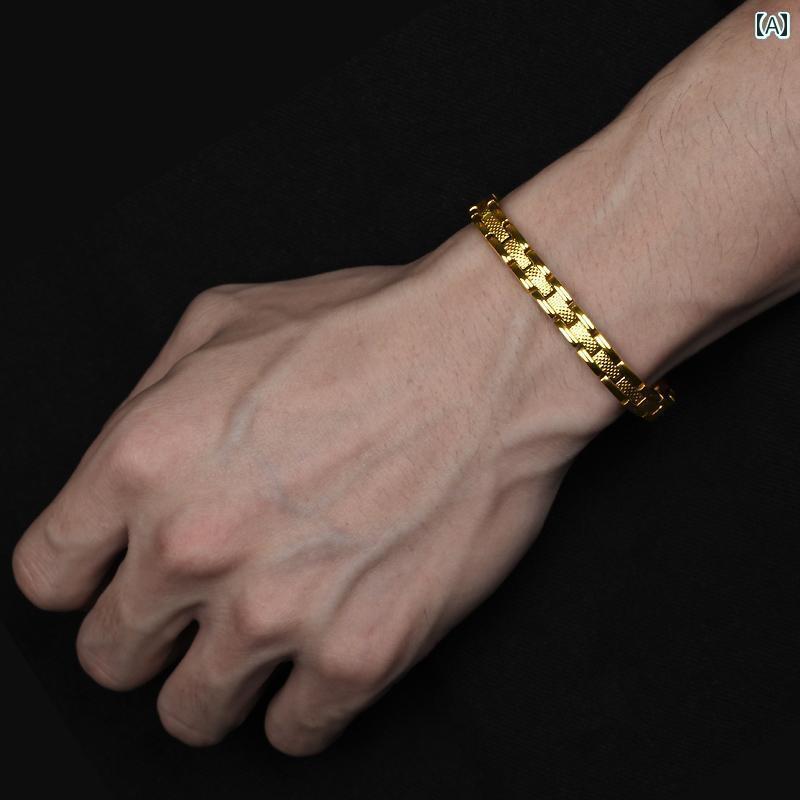 ブレスレット　ジュエリー　おしゃれ 男性用 高級 チタン 鋼 ブレスレット 金色の 耐 放射 線性 睡眠 補助 男性 ジュエリー