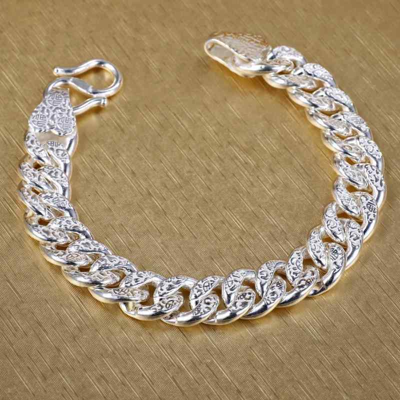 楽天SEIYUショップブレスレット　ジュエリー　おしゃれ の 999 スター リング シルバー メンズ キューバ ブレスレット 個性 ファッション シンプル 韓国 スタイル 誇張 厚手 ホイップ シルバーチェーン