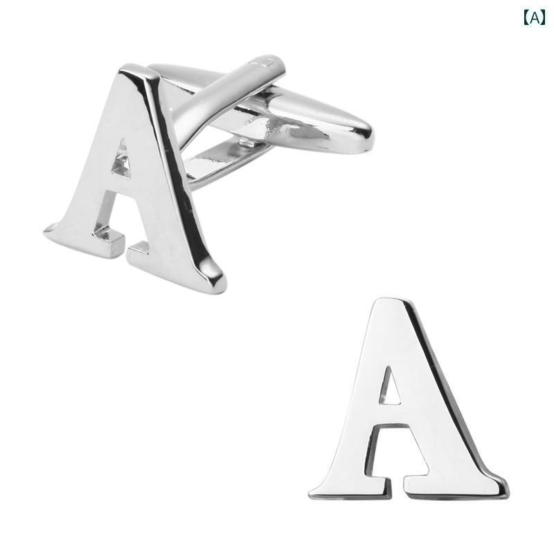 カフス ボタン シャツ JM 銅 電気 メッキシルバー AZ 26 シルバー レター カフスボタン メンズ フレンチ シャツ カフス
