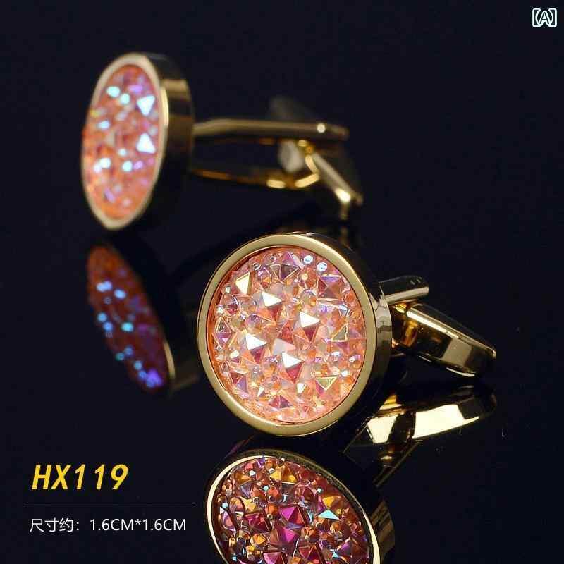 カフス ボタン シャツ ライト 高級 ピンク ラインストーン フレンチ シャツ カフリンクスと カフ ネイ..