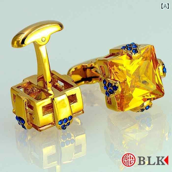 カフス ボタン シャツ ゴールドメッキ ラインストーン カフ 爪 クリスタル ジルコン カフス ハイエンド メンズ フレンチ シャツ カフカフ ギフト ボックス