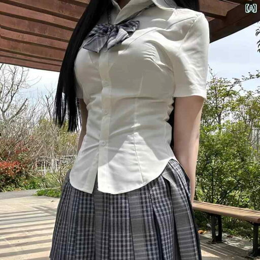 白シャツ レディース きれいめ 臨 江 孟 翔 学院 JK 制服小 V ウエスト 半袖 シャツ スリム ホワイト チェック 柄 スカート スーツ 白シャツ レディース きれいめ 臨 江 孟 翔 学院 JK 制服小 V ウエスト 半袖 シャツ スリム ホワイト チェック 柄 スカート スーツ