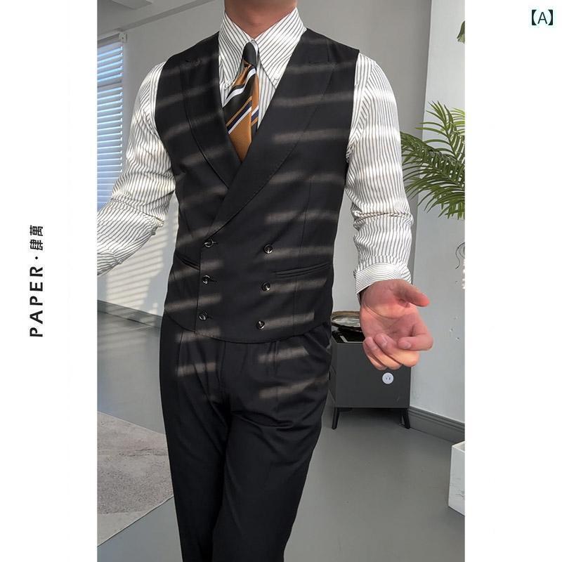 スーツ　ベスト　メンズ イタリア製 ナポリ 男性用 スーツ ベスト 高級 スリム ビジネス カジュアル フ..