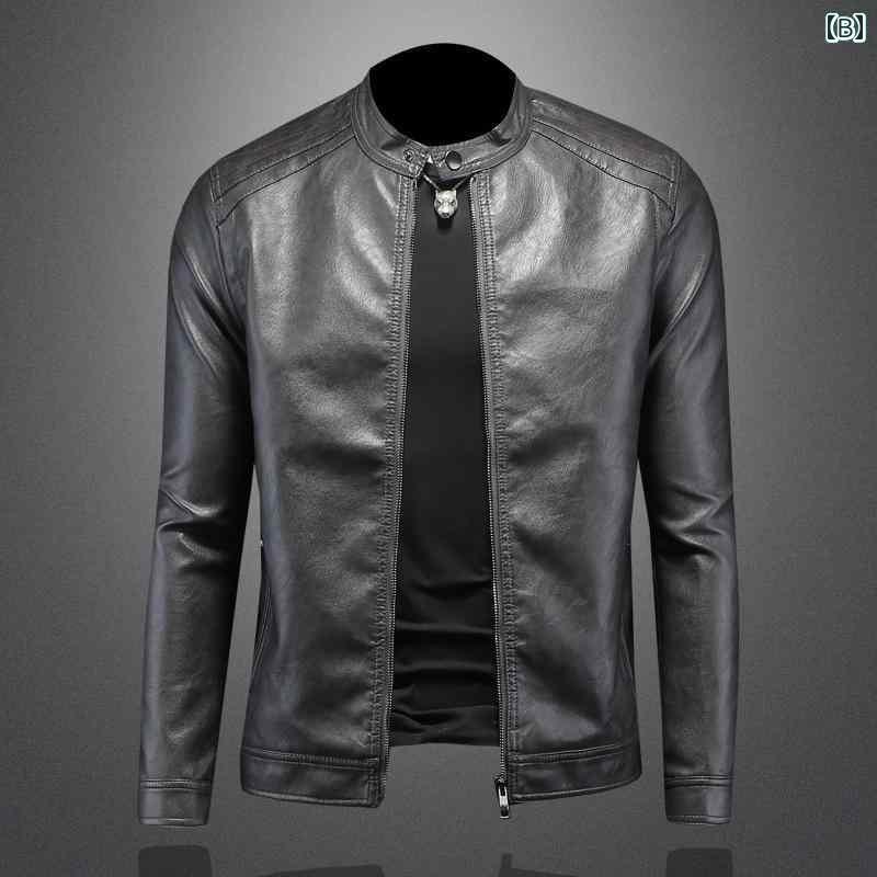 レザー　ジャケット　おしゃれ マーベル ヴェノムと アメリカ シンプル スタンドカラー レザージャケット メンズ バイク 秋 パーカー スリム