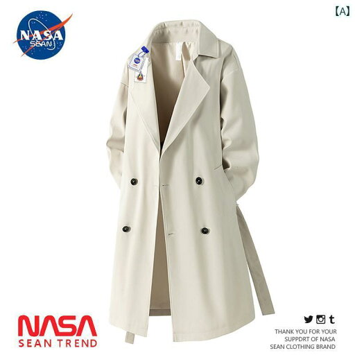 カーキ コート レディース NASA 共同 ダブルブレスト ミドル 丈 トレンチコート メンズ 2025 秋 カジュアル ロング 膝丈 コート カーキ コート レディース NASA 共同 ダブルブレスト ミドル 丈 トレンチコート メンズ 2025 秋 カジュアル ロング 膝丈 コート