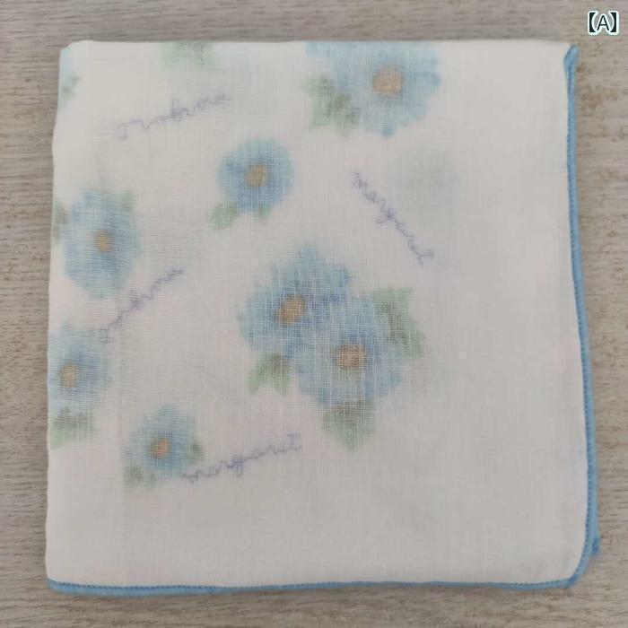 ハンカチ　ハンドタオル 和風 三 層 ガーゼ スタイ プリント ハンカチ / スクエア ソフト コットンガーゼ