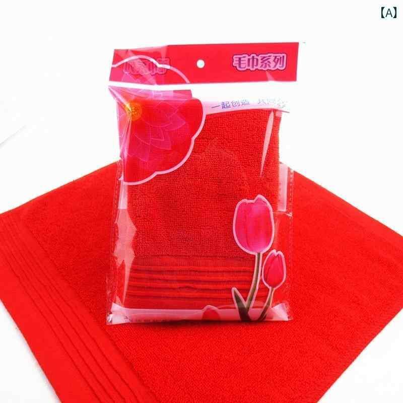 ハンカチ ハンドタオル 綿の 無地の 赤い 正方形の スカーフ。 文字なし。 色あせ しにくい。 34× 34。 ギフト ハンカチ。