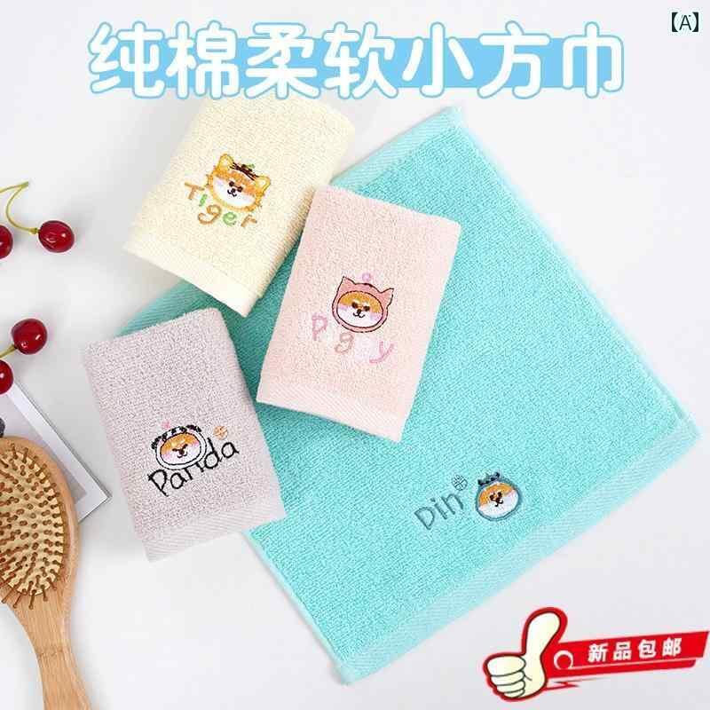 ハンカチ　ハンドタオル 幼稚園用 綿 スクエアタオル 吊り下げ 式小 タオル ハンカチ 25× 25 ハンドタオル 子供用 綿糸 くずなし