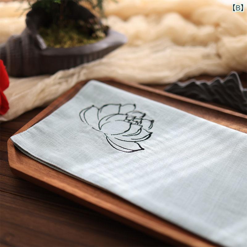 ハンカチ　ハンドタオル 刺繍 花 ハンカチ アンティーク ギフト メンズ レディース スタイル ポータブル 吸汗 綿 正方形 スカーフ 蓮