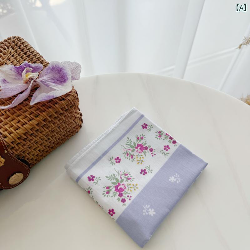 ハンカチ　ハンドタオル レディース ハンカチ コットンプリント スクエアタオル クラシック レトロ エレガント