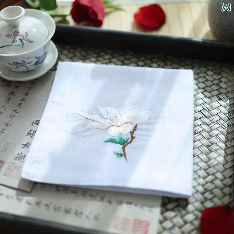 ハンカチ ハンドタオル ハンカチ スクエアタオル 刺繍 レディース メンズ ギフト 携帯 便利 吸汗 綿 二 重層 民族 風 禅