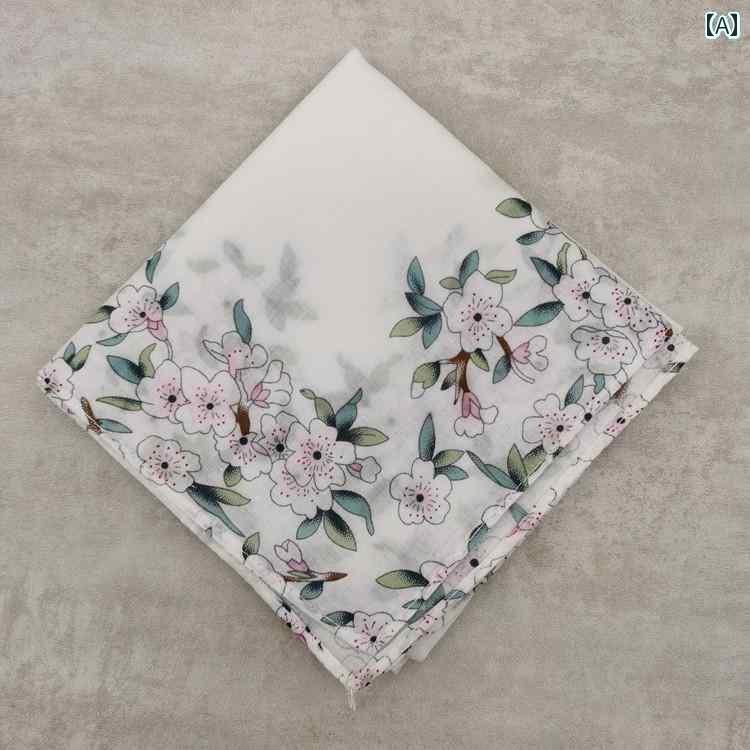 ハンカチ　ハンドタオル 女性用 ハンカチ。 プリント 柄入り。 薄くて 柔らかい コーマ 綿。 汗を 吸収 し 拭う のに 最適。 持ち 運びに 便利な ギフト。 フレッシュで レトロ 綿の 小さい