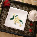 ハンカチ ハンドタオル 刺繍入り レディース 綿 二 重層 ソフト ハンカチ チャイナ風な ギフト 吸汗性 ポータブル レトロ 小さい 正方形の スカーフ キン...