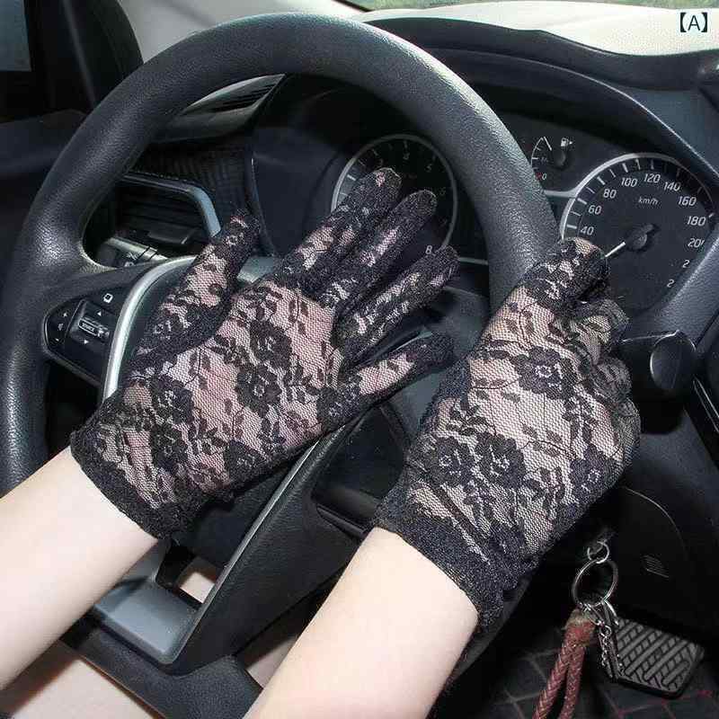 手袋　日焼け防止 女性用 レース 日焼け防止 手袋 夏用 紫外線 対策 薄型 運転 サイクリング用 滑り止..