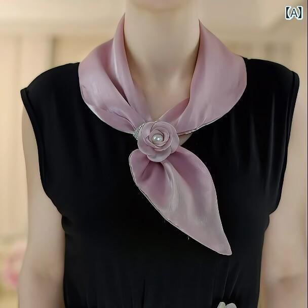 スカーフ　おしゃれ レディース 2025 春夏の ファッション ブリーズ ガーゼ フラワー イヤー スカーフ ..