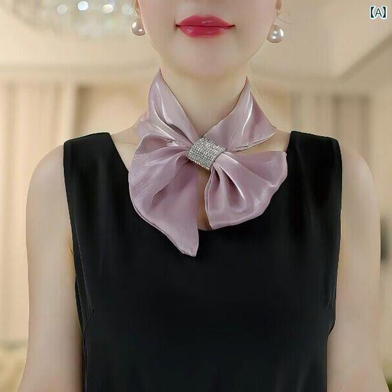 スカーフ　おしゃれ レディース 2025 春夏 シルクスカーフ レディース ブライト ラインストーン ネック..