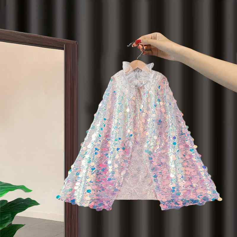 ドレス ケープ マント 女の子用 スパンコール 付き ミドル 丈 ケープ 2025年 新作 子供用 レース ケー..