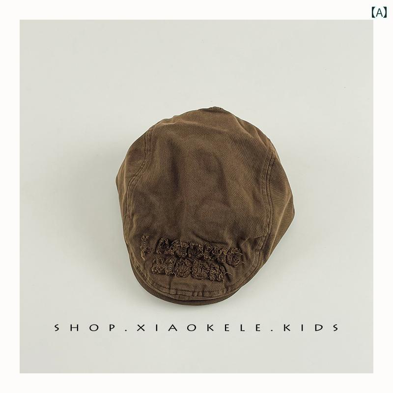 ベビー 帽子 子供用 韓国の 子供用 ベレー 帽、 ウォッシュ 加工の レトロな 無地 ダックビル キャップ..