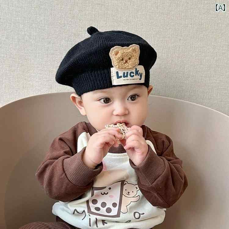ベビー 帽子 子供用 生後 1ヶ月の 赤ちゃんの 帽子、 春、 秋、 冬 スタイルの ベレー 帽、 かわいい、..