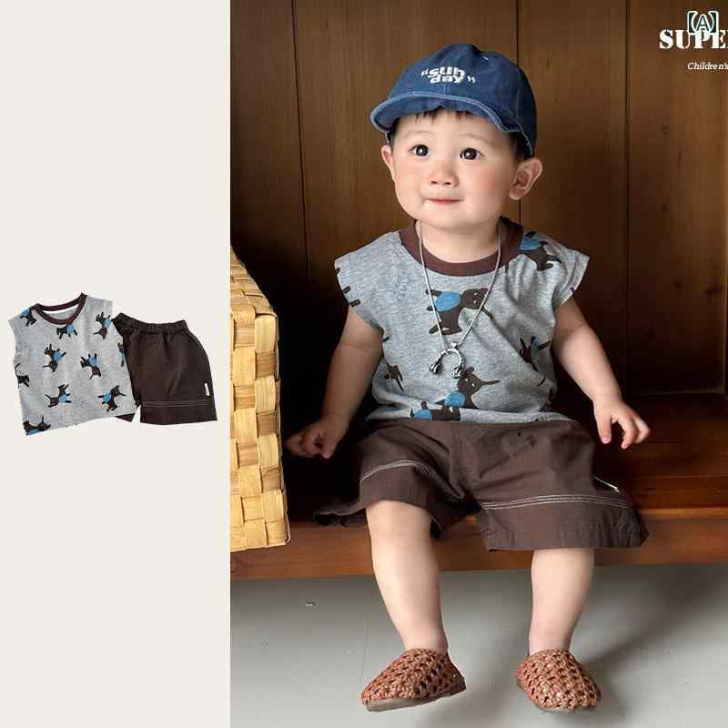 ベビー おしゃれ 服 ベビー サマー スーツ かわいい ベビー超 かわいい 服 韓国 風 幼児 漫画 トップス カジュアル パンツ ツーピース スーツ