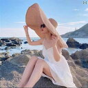 レディース カジュアル 帽子 巨大な 日よけ 帽子、 インターネット 有名 人、 特大の つば、 日焼け 止め 麦わら 帽子、 旅行 休暇、 ビーチ 写真 撮影、 日よけ 帽子、 折りたたみ 式